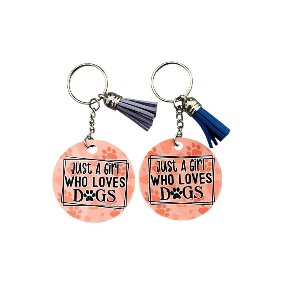 Dog Lover Keychain | “Just a Girl Who Loves Dogs” | Paw Print Charm